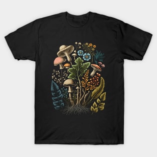 Cottagecore Aesthetic Mushrooms And Plants Women T-Shirt